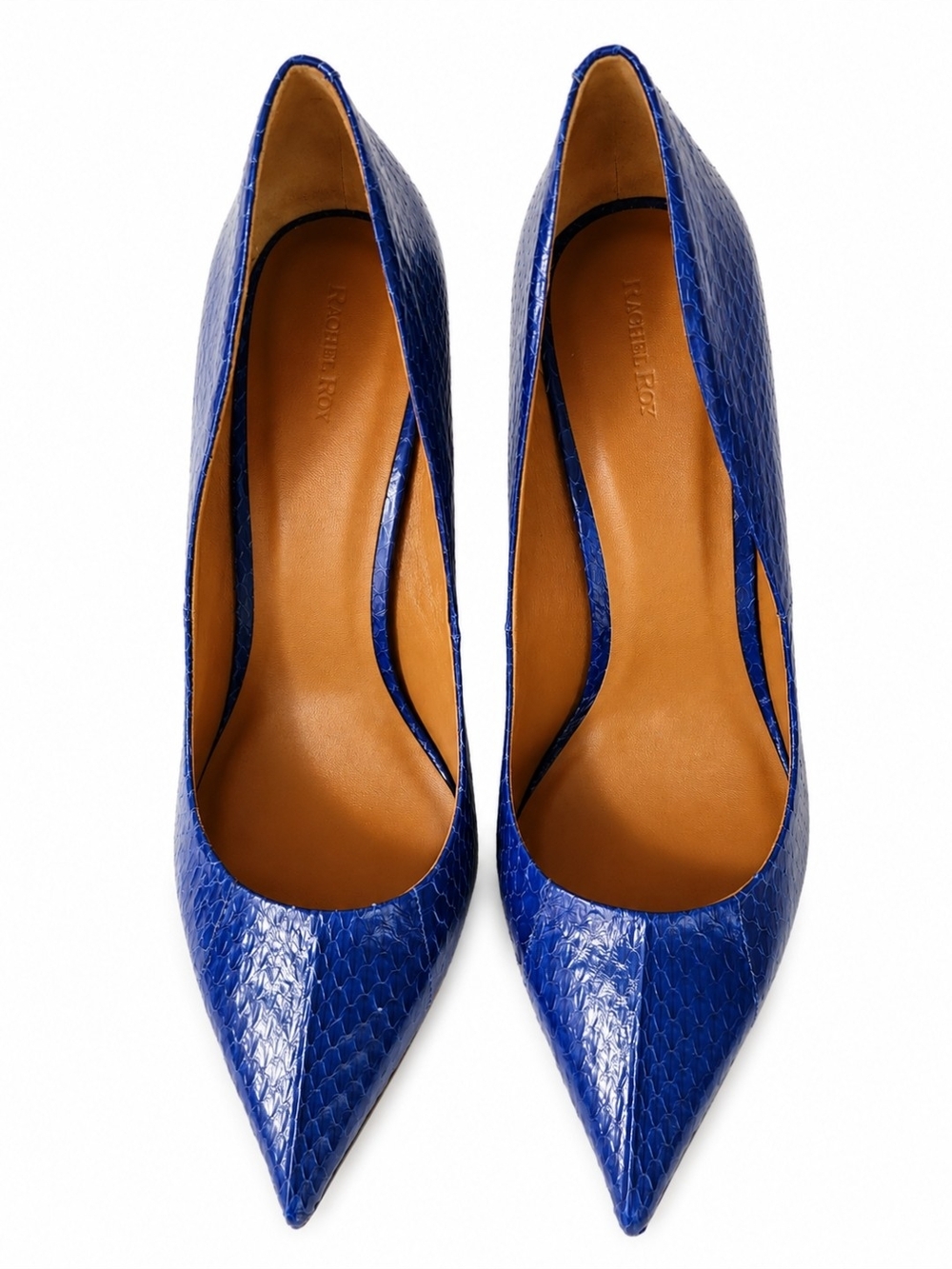 Rachel Roy Cobalt Blue Snakeskin Pointed Toe Stiletto Pumps Size 11M NWB